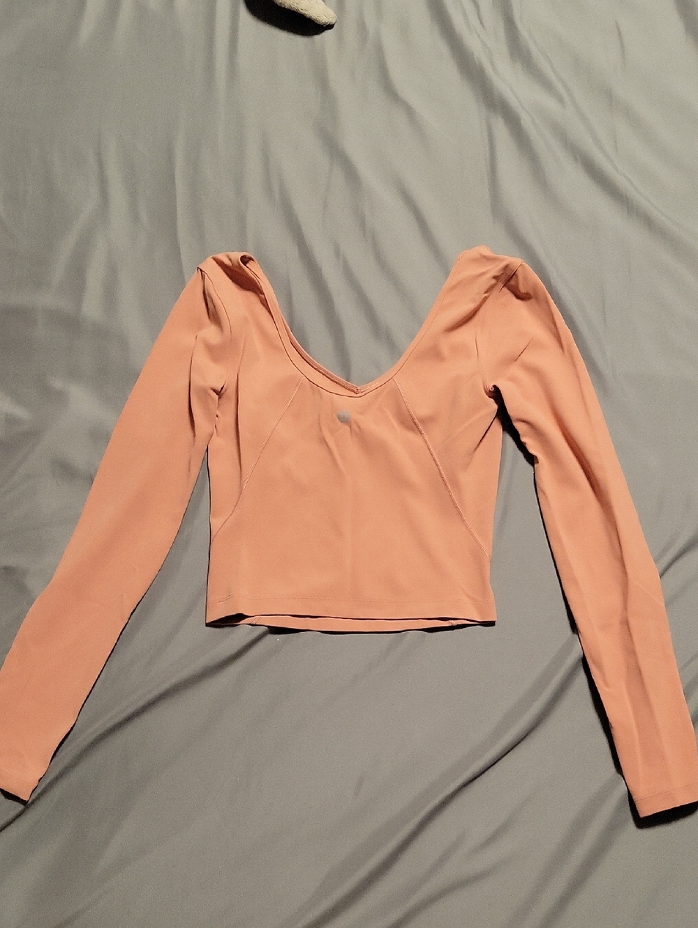 lululemon athletica Peach Long Sleeve V-Neck Crop Top